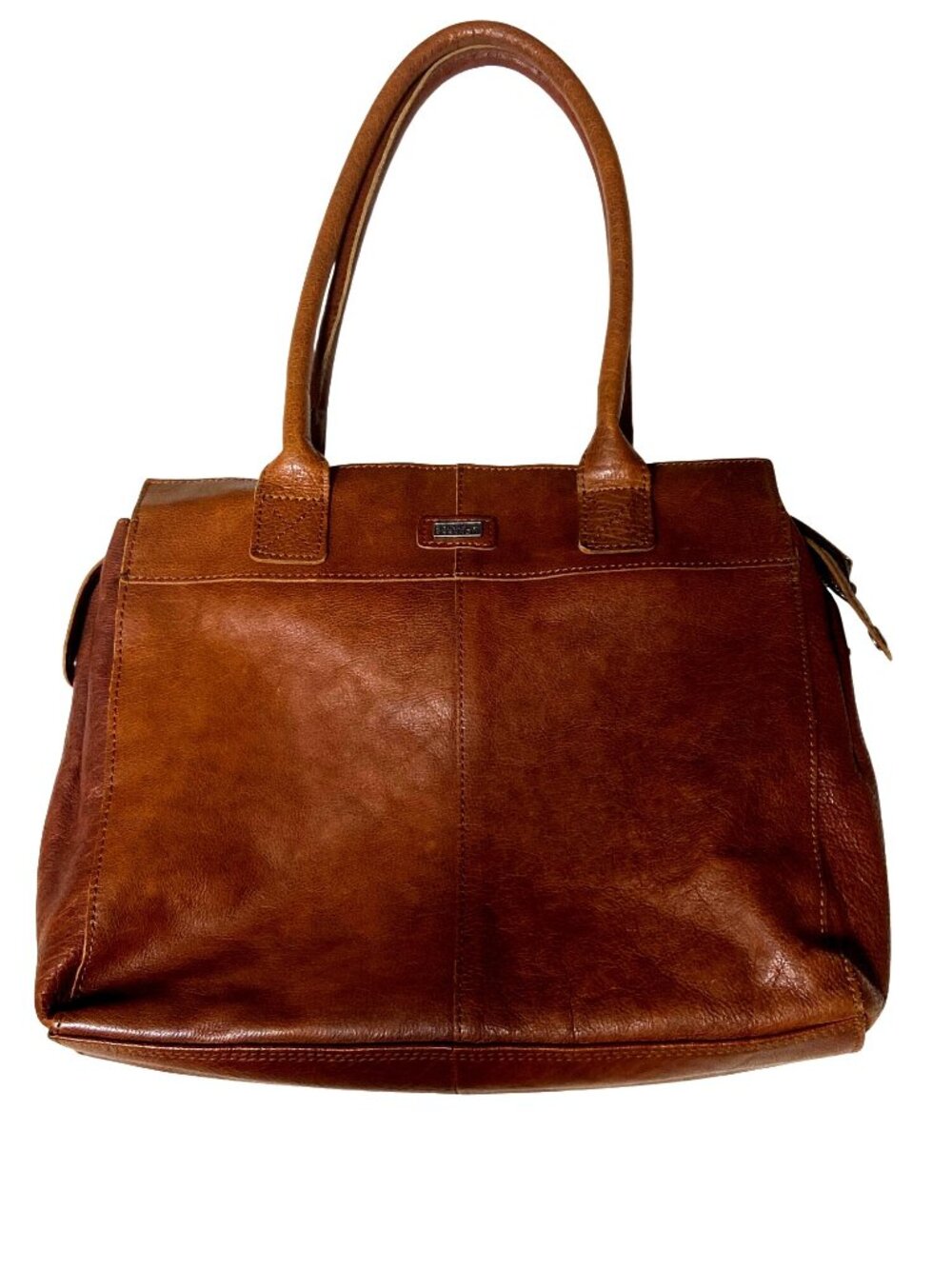 Spikes & Sparrow Brown Genuine Leather Tote Bag 13" x 10" Structured Design With